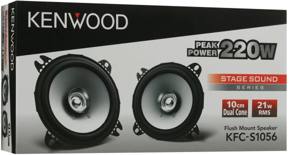 Колонки автомобильные Kenwood KFC-S1056 (без решетки) 220Вт 88дБ 4Ом 10см (4дюйм) (ком.:2кол.) широкополосные однополосные