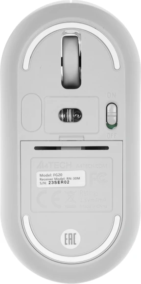 Мышь A4Tech Fstyler FG20 белый оптическая 2000dpi беспров. USB для ноутбука 4but (FG20 WHITE)