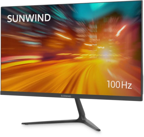 Монитор SunWind 21.5" SM-22FV222 черный VA 5ms 16:9 HDMI матовая 250cd 178гр/178гр 1920x1080 100Hz FreeSync VGA FHD 2.29кг