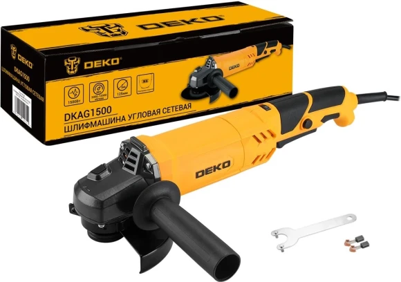 Углошлифовальная машина Deko DKAG1500 1500Вт 11500об/мин рез.шпин.:M14 d=125мм (063-4297) Углошлифовальная машина Deko DKAG1500 1500Вт 11500об/мин рез.шпин.:M14 d=125мм (063-4297)
