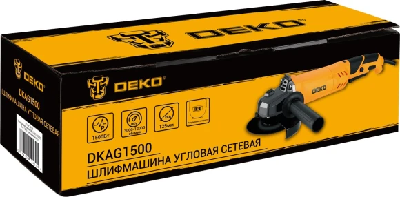 Углошлифовальная машина Deko DKAG1500 1500Вт 11500об/мин рез.шпин.:M14 d=125мм (063-4297) Углошлифовальная машина Deko DKAG1500 1500Вт 11500об/мин рез.шпин.:M14 d=125мм (063-4297)
