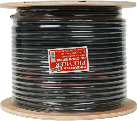 Кабель Premier RG-213/U BC BK 100м. черный (20-200 100)