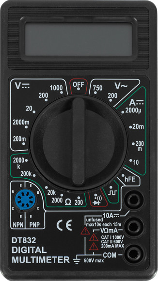 Мультиметр Ресанта DT 832 цифровой черный