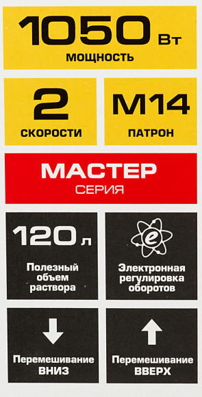 Дрель-миксер Зубр МР-1050-1 1050Вт патрон:кулачковый