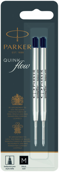 Стержень шариковый Parker QuinkFlow Z08 (1950372) M 1мм черные чернила блистер (2шт)