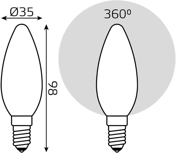 Лампа филам. Gauss Filament 5Вт цок.:E14 свеча 220B св.свеч.бел.нейт. (упак.:1шт) (103201205)