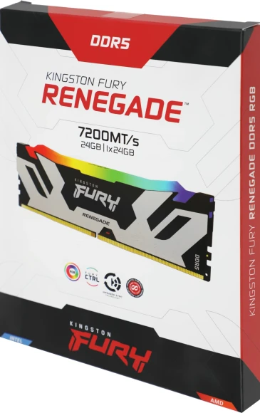 Память DDR5 24GB 7200MHz Kingston KF572C38RSA-24 Fury Renegade Silver/Black RGB RTL Gaming PC5-57600 CL38 DIMM 288-pin 1.45В single rank с радиатором Ret Память DDR5 24GB 7200MHz Kingston KF572C38RSA-24 Fury Renegade Silver/Black RGB RTL Gaming PC5-57600 CL38 DIMM 288-pin 1.45В single rank с радиатором Ret