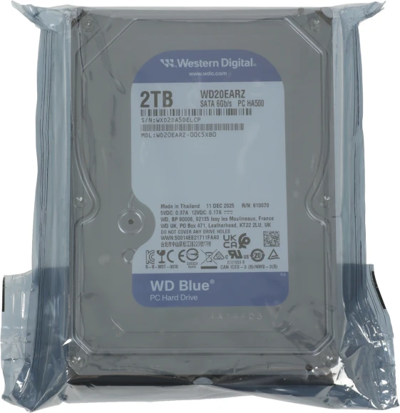 Жесткий диск WD SATA-III 2TB WD20EARZ Desktop Blue (5400rpm) 64Mb 3.5"