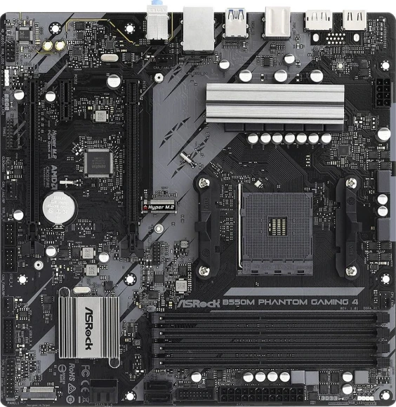 Материнская плата Asrock B550M PHANTOM GAMING 4 Soc-AM4 AMD B550 4xDDR4 mATX AC`97 8ch(7.1) GbLAN RAID+HDMI+DP Материнская плата Asrock B550M PHANTOM GAMING 4 Soc-AM4 AMD B550 4xDDR4 mATX AC`97 8ch(7.1) GbLAN RAID+HDMI+DP