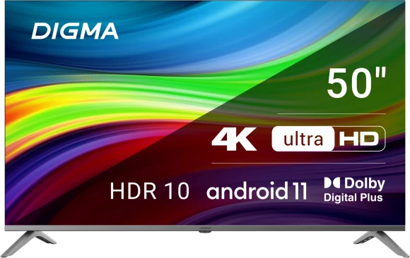 Телевизор LED Digma 50" DM-LED50UBB41 Android TV Frameless Metal темно-серебристый/серебристый 4K Ultra HD 60Hz DVB-T DVB-T2 DVB-C DVB-S DVB-S2 USB WiFi Smart TV Телевизор LED Digma 50" DM-LED50UBB41 Android TV Frameless Metal темно-серебристый/серебристый 4K Ultra HD 60Hz DVB-T DVB-T2 DVB-C DVB-S DVB-S2 USB WiFi Smart TV