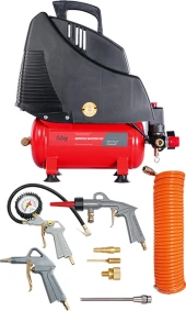Компрессор поршневой Fubag Wood Master Kit безмасляный 180л/мин 6л 1100Вт красный/черный