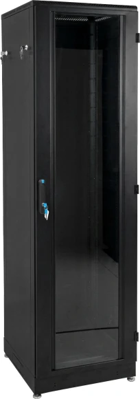 Шкаф серверный ЦМО (ШТК-М-42.6.10-1ААА-9005) напольный 42U 600x1000мм пер.дв.стекл задн.дв.стал.лист 2 бок.пан. направл.под закл.гайки 1010кг черный 855мм 133кг 180град. 2030мм IP20