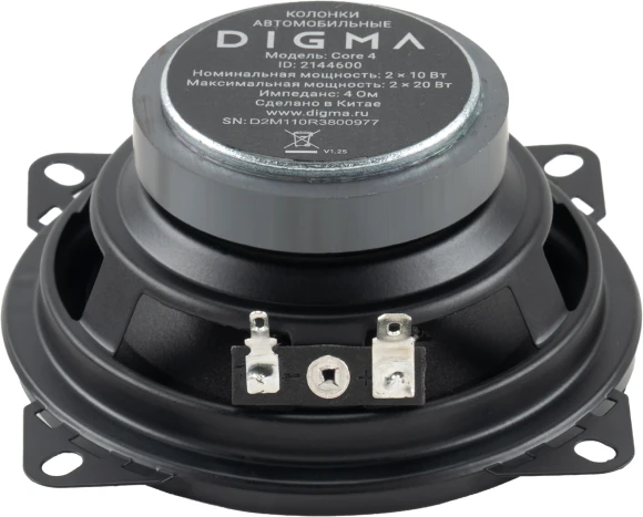 Колонки автомобильные Digma Core 4 40Вт 84дБ 4Ом 10см (4дюйм) (ком.:2кол.) коаксиальные двухполосные Колонки автомобильные Digma Core 4 40Вт 84дБ 4Ом 10см (4дюйм) (ком.:2кол.) коаксиальные двухполосные
