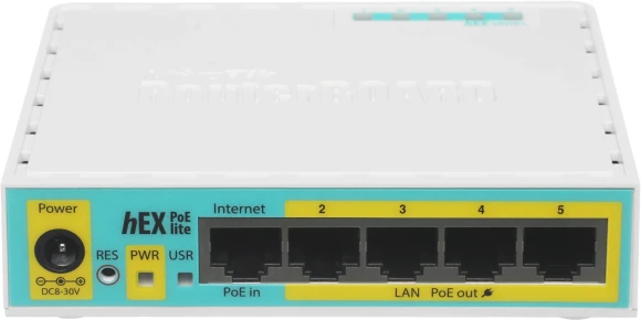 Роутер MikroTik hEX PoE lite (RB750UPR2) 10/100BASE-TX белый Роутер MikroTik hEX PoE lite (RB750UPR2) 10/100BASE-TX белый