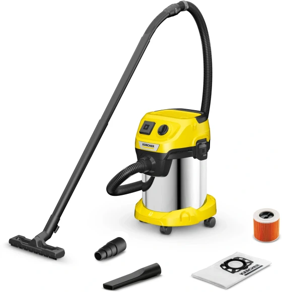 Строительный пылесос Karcher WD 2 Plus V-12/4/18 1000Вт (уборка: сухая/сбор воды) желтый