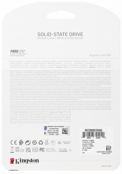 Накопитель SSD Kingston PCIe 4.0 x4 2TB SKC3000D/2048G KC3000 M.2 2280