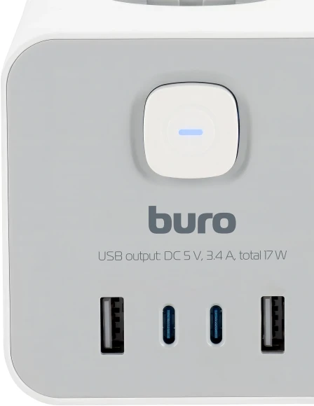 Сетевой удлинитель Buro BU-PTE4.1UC-W 1.5м (4 розетки) белый (коробка)