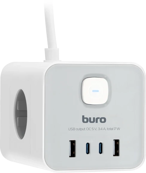 Сетевой удлинитель Buro BU-PTE4.1UC-W 1.5м (4 розетки) белый (коробка)