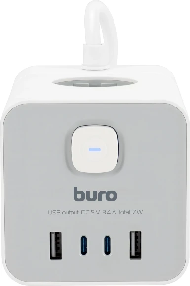 Сетевой удлинитель Buro BU-PTE4.1UC-W 1.5м (4 розетки) белый (коробка)