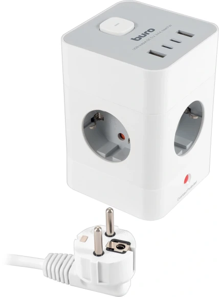 Сетевой удлинитель Buro BU-PTE4.1UC-W 1.5м (4 розетки) белый (коробка)