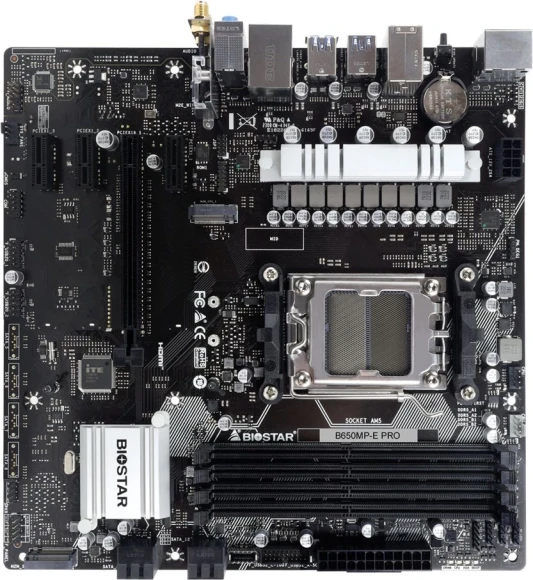 Материнская плата Biostar B650MP-E Pro Socket AM5 AMD B650 4xDDR5 mATX AC`97 8ch(7.1) 2.5Gg RAID+HDMI+DP