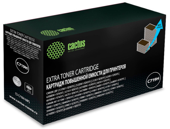 Картридж лазерный Cactus CS-C719H-MPS 719HX черный (8000стр.) для Canon 5980/6180/411/416/418/419/5980/6140/6300/6310/6650/6670/6680/6300/5840/5880/5940/5980/251/252/253
