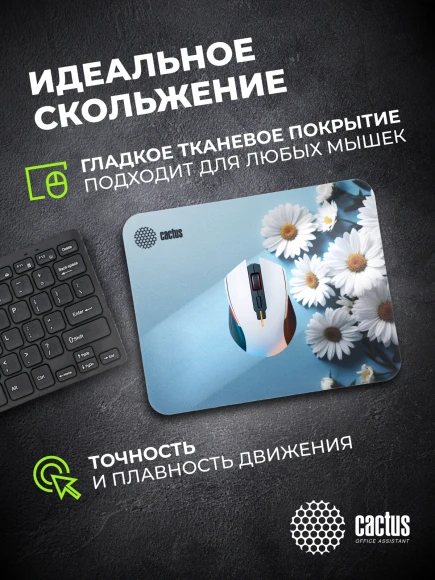 Коврик для мыши Cactus Daisies рисунок 250x200x3мм (CS-MPC-D07S)