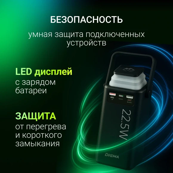 Мобильный аккумулятор Digma DGPF50B 50000mAh QC3.0/PD3.0 22.5W 2.25A 4xUSB-A/2xUSB-C черный (DGPF50B22PBK) Мобильный аккумулятор Digma DGPF50B 50000mAh QC3.0/PD3.0 22.5W 2.25A 4xUSB-A/2xUSB-C черный (DGPF50B22PBK)