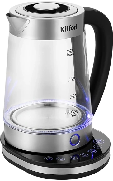 Чайник электрический Kitfort КТ-6764 2.2л. 1800Вт черный/серебристый корпус: стекло/металл/пластик (KT-6764) Чайник электрический Kitfort КТ-6764 2.2л. 1800Вт черный/серебристый корпус: стекло/металл/пластик (KT-6764)