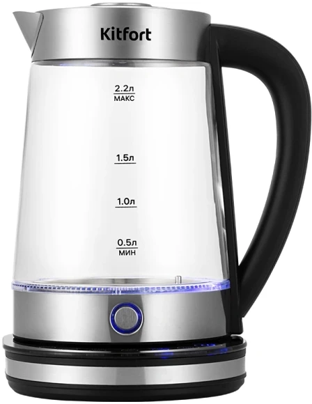 Чайник электрический Kitfort КТ-6764 2.2л. 1800Вт черный/серебристый корпус: стекло/металл/пластик (KT-6764) Чайник электрический Kitfort КТ-6764 2.2л. 1800Вт черный/серебристый корпус: стекло/металл/пластик (KT-6764)