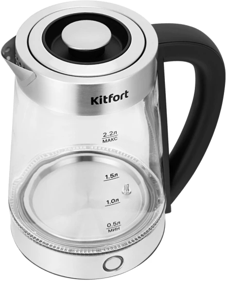 Чайник электрический Kitfort КТ-6764 2.2л. 1800Вт черный/серебристый корпус: стекло/металл/пластик (KT-6764) Чайник электрический Kitfort КТ-6764 2.2л. 1800Вт черный/серебристый корпус: стекло/металл/пластик (KT-6764)