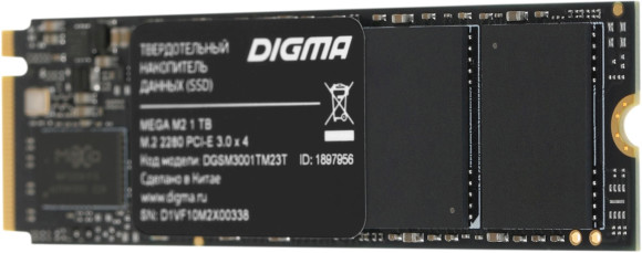 Накопитель SSD Digma PCIe 3.0 x4 1TB DGSM3001TM23T Mega M2 M.2 2280 0.6 DWPD