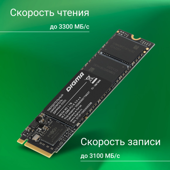 Накопитель SSD Digma PCIe 3.0 x4 1TB DGSM3001TM23T Mega M2 M.2 2280 0.6 DWPD