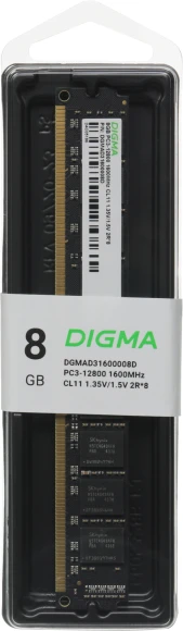 Память DDR3 8GB 1600MHz Digma DGMAD31600008D RTL PC3-12800 CL11 DIMM 240-pin 1.35В dual rank Ret