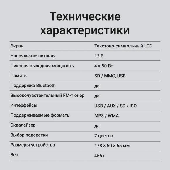 Автомагнитола Digma MCP-518 1DIN 4x50Вт 4