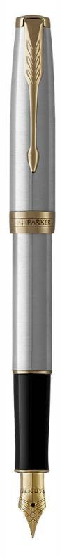 Ручка перьев. Parker Sonnet Core F527 (1931504) Stainless Steel GT F сталь нержавеющая подар.кор.