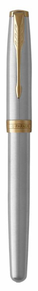 Ручка перьев. Parker Sonnet Core F527 (1931504) Stainless Steel GT F сталь нержавеющая подар.кор.