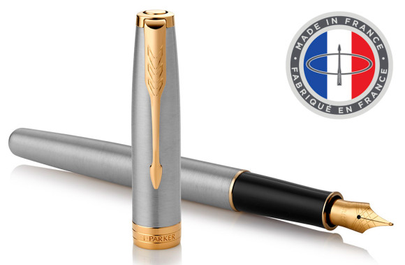 Ручка перьев. Parker Sonnet Core F527 (1931504) Stainless Steel GT F сталь нержавеющая подар.кор.