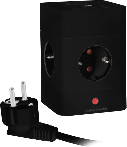 Сетевой удлинитель Buro BU-PTE4.1UC-B 1.5м (4 розетки) черный (коробка)