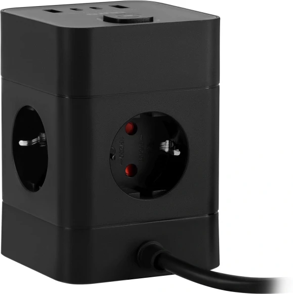 Сетевой удлинитель Buro BU-PTE4.1UC-B 1.5м (4 розетки) черный (коробка)