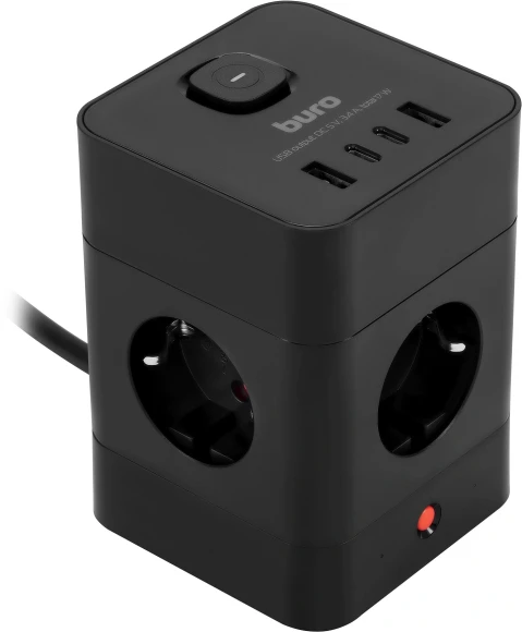 Сетевой удлинитель Buro BU-PTE4.1UC-B 1.5м (4 розетки) черный (коробка)