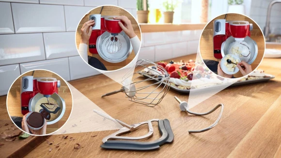 Кухонная машина Bosch Mum5 MUM5X планетар.вращ. 1000Вт красный/серый