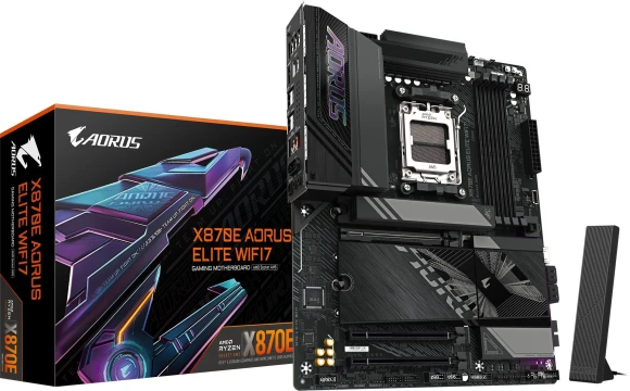 Материнская плата Gigabyte X870E AORUS ELITE WIFI7 Socket AM5 AMD X870E 4xDDR5 ATX AC`97 8ch(7.1) 2.5Gg RAID+HDMI