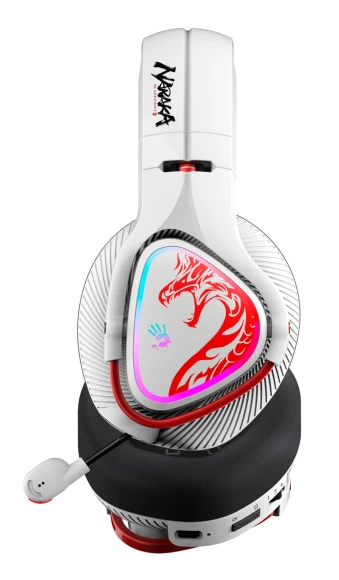 Наушники с микрофоном A4Tech Bloody MR720 белый/красный мониторные BT/Radio оголовье (MR720 NARAKA)