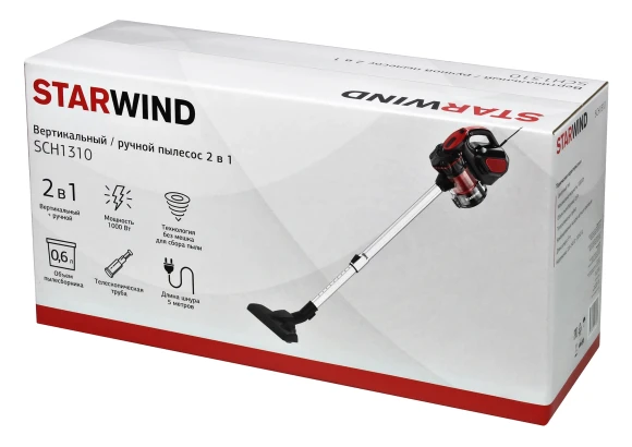 Пылесос ручной Starwind SCH1310 1000Вт красный/черный