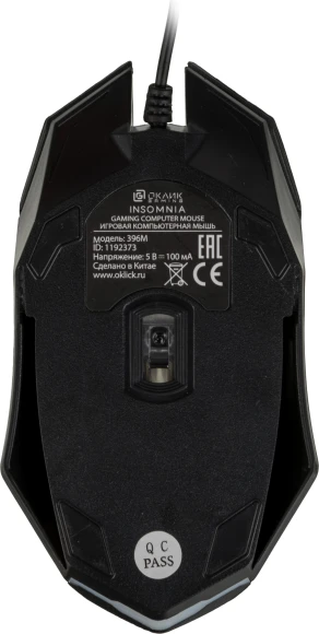 Мышь Оклик 396M INSOMNIA черный оптическая 1200dpi USB 3but (1192373)