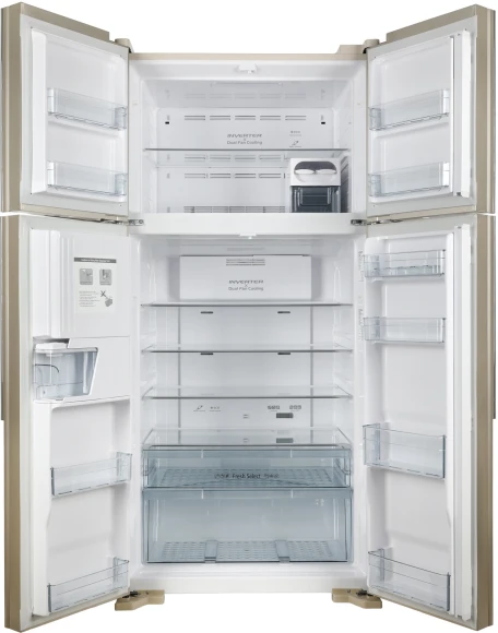 Холодильник Hitachi R-W660PUC7 GBE 2-хкамерн. бежевый стекло инвертер Холодильник Hitachi R-W660PUC7 GBE 2-хкамерн. бежевый стекло инвертер