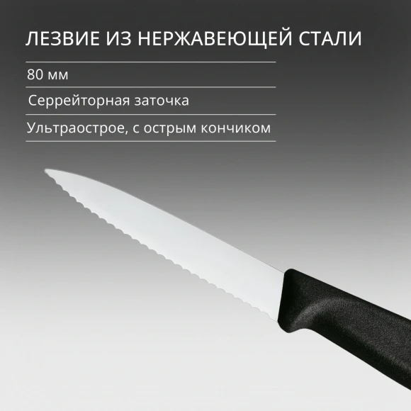 Нож кухонный Victorinox Swiss Classic (6.7633) стальной разделочный для овощей лезв.80мм серрейт. заточка черный Нож кухонный Victorinox Swiss Classic (6.7633) стальной разделочный для овощей лезв.80мм серрейт. заточка черный