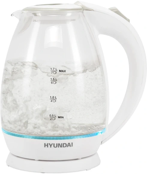 Чайник электрический Hyundai HYK-G2409 1.7л. 2200Вт белый/серебристый корпус: стекло/пластик