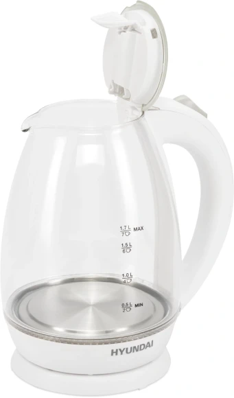 Чайник электрический Hyundai HYK-G2409 1.7л. 2200Вт белый/серебристый корпус: стекло/пластик